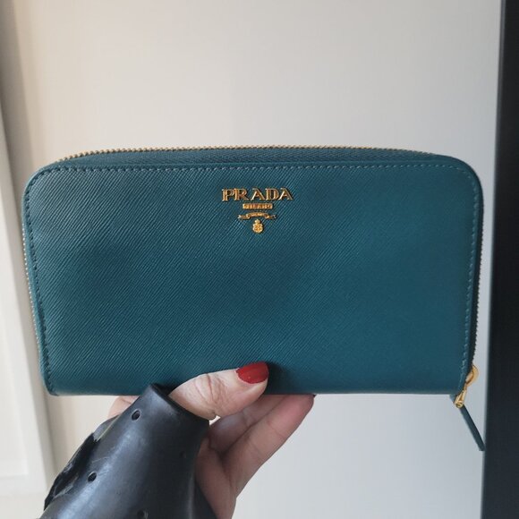 Prada Handbags - PRADA Saffiano Leather Zip-around Wallet